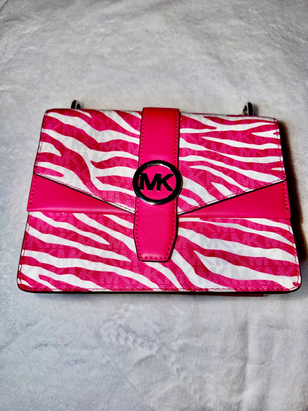 Michael Kors Hot Pink and White Zebra Crossbody Bag NWT